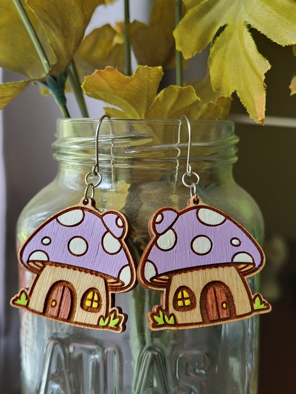🍄 Mushroom House Earrings